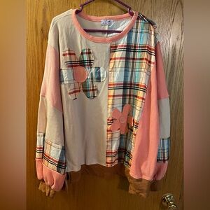 Colorful Patchwork Floral top size XL